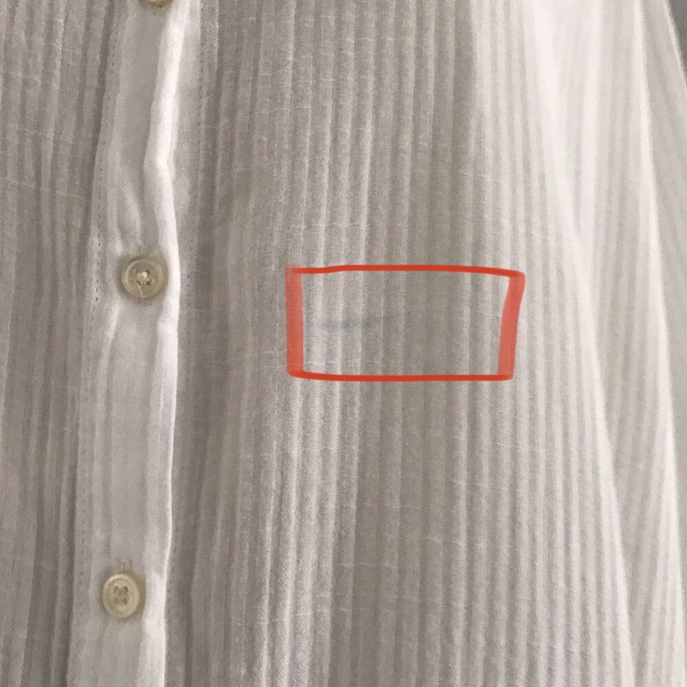 J Crew White Striped Longline Collared 100% Cotton Tunic Top Shirt Neutral L - Picture 6 of 10